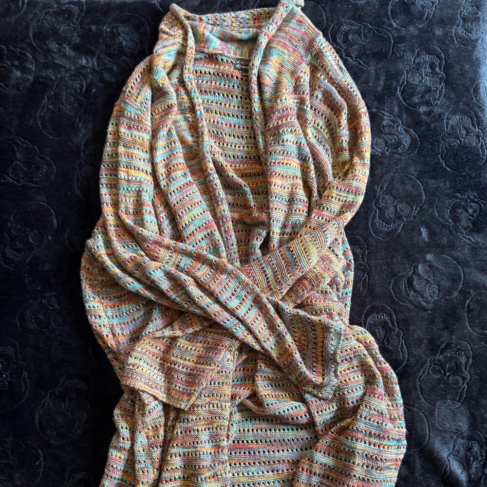 New Directions Multicolor Knit Sweater Size 3X Lightweight Open Stitch Boho
